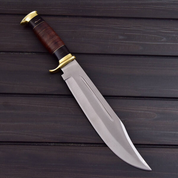 Custom Handmade High Carbon Steel Bowie Knife With Leather Sheath - Image 3