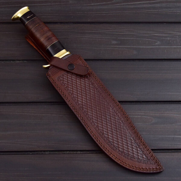 Custom Handmade High Carbon Steel Bowie Knife With Leather Sheath - Image 5