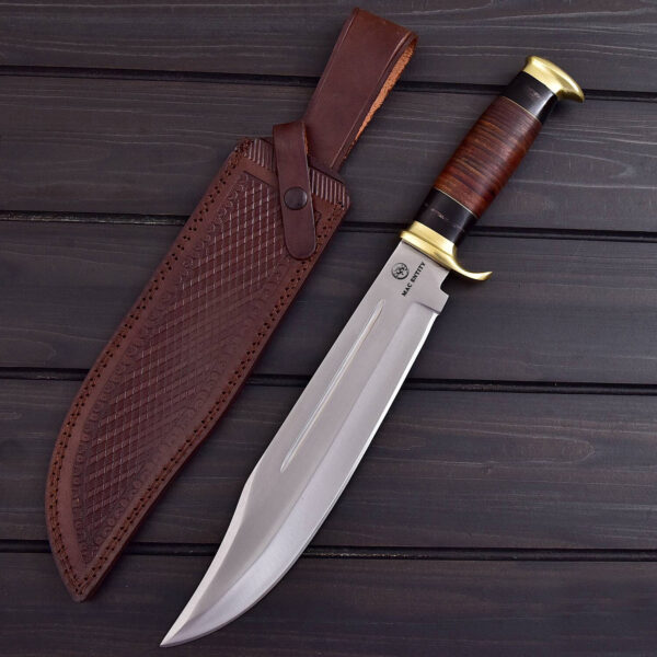 Custom Handmade High Carbon Steel Bowie Knife With Leather Sheath