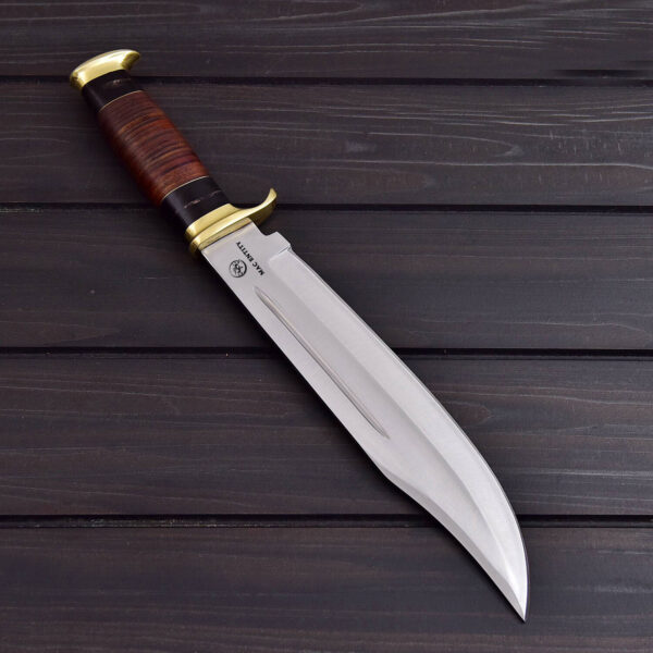 Custom Handmade High Carbon Steel Bowie Knife With Leather Sheath - Image 2