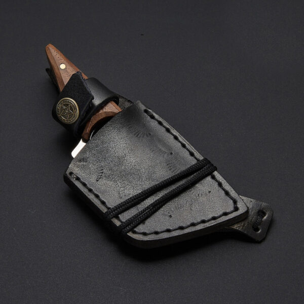 Custom Handmade D2 Steel Neck Knife with Leather Cover - Image 4