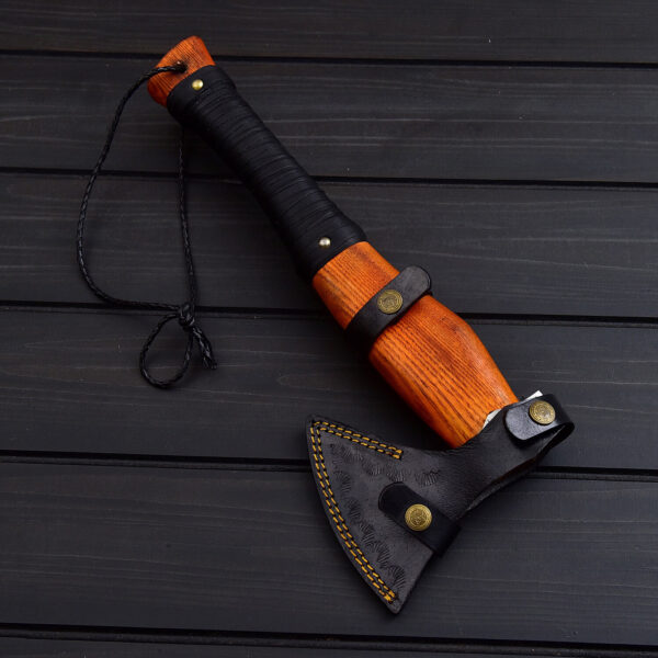 Custom Handmade Devil Tomahawk with Leather Cover - Image 4