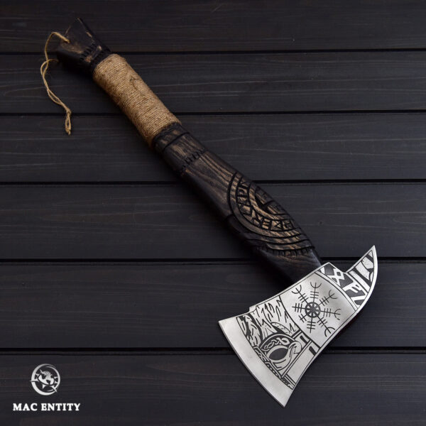 Handmade Norse Viking Tomahawk with Leather Sheath - Image 3