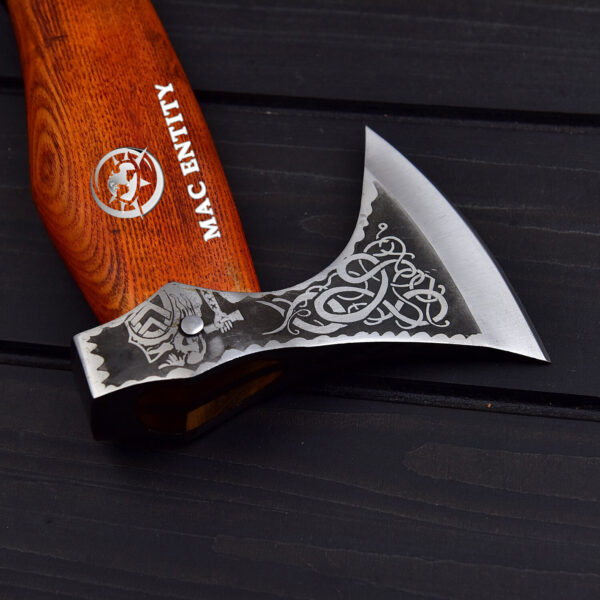 Custom Handmade Devil Tomahawk with Leather Cover - Image 2