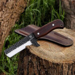 Custom Handmade Cowboy Bull Cutter Knife With Leather Sheath