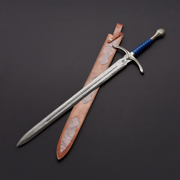 Damascus Steel Glamdring Sword Lord of Rings With Leather Sheath