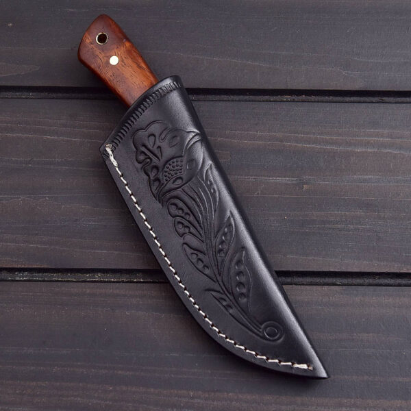 Handmade High Carbon Batak Knife Rosewood Handle With Leather Cover - Image 5