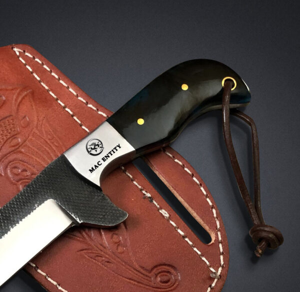 High Carbon Steel Cowboy Knife with Leather Sheath - Image 3