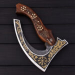 Custom Handmade Viking Pizza Cutter Axe with Leather Sheath