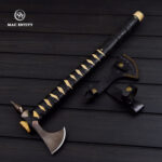 Custom Handmade Viking Spike Tomahawk Leather Rapped Handle - With Leather Cover