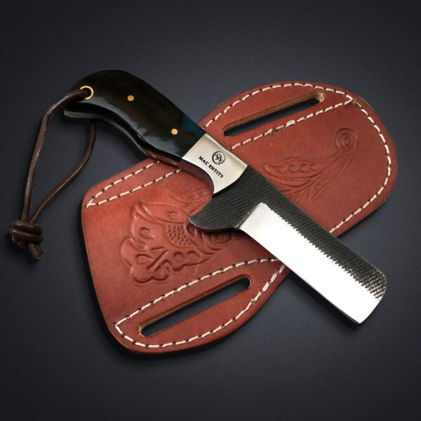 High Carbon Steel Cowboy Knife with Leather Sheath - Image 4