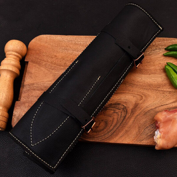 Handmade Black Carbon Coated Chef Knives Set of 5 with Leather Bag - Image 4