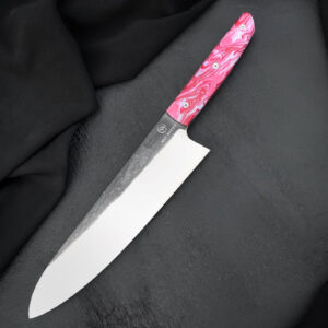 Custom Handmade Chef Knife Resin Handle with Leather Sheath