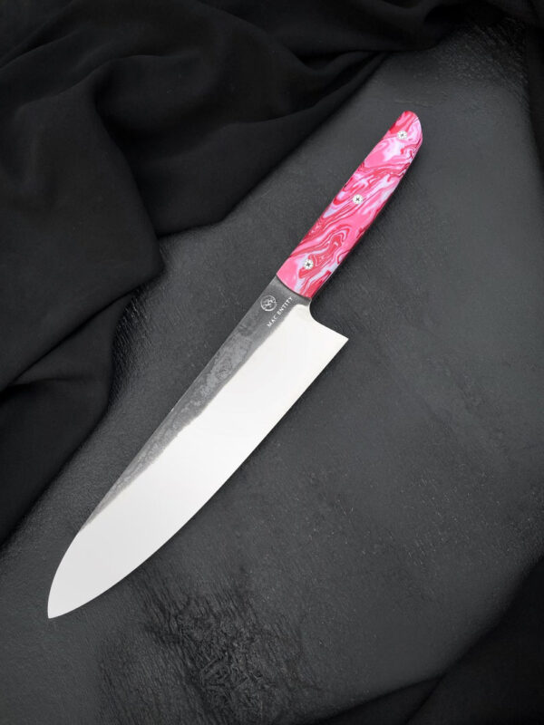 Custom Handmade Chef Knife Resin Handle with Leather Sheath