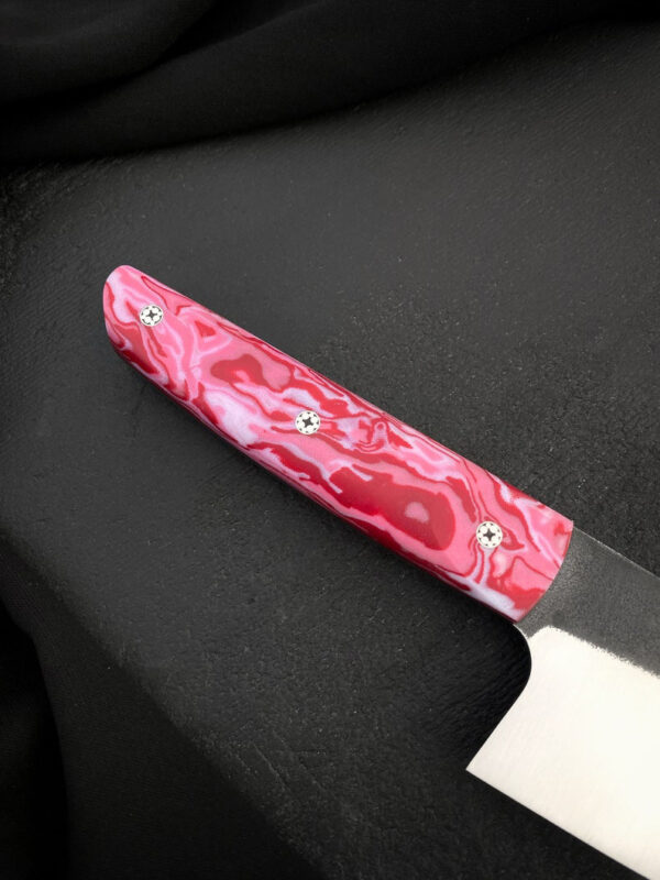 Custom Handmade Chef Knife Resin Handle with Leather Sheath - Image 3